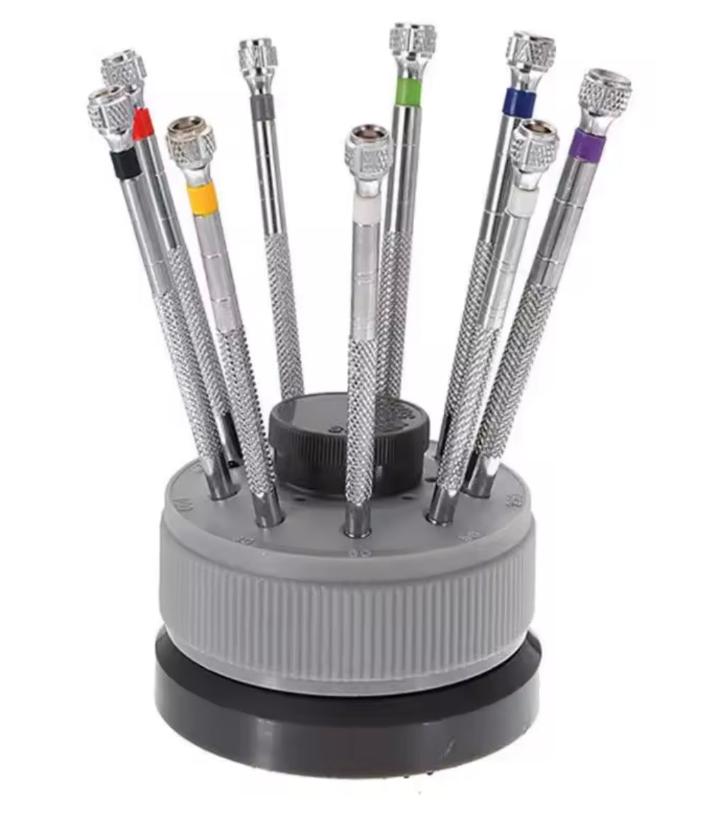 Assortiment de tournevis sur socle tournant